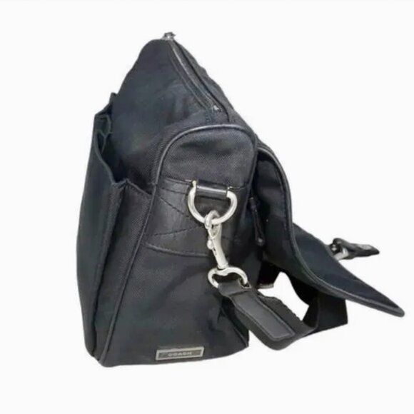 COACH KIJ-7435 Rare 1980's Black Twill and Leather Crossbody Bag - Picture 7 of 16